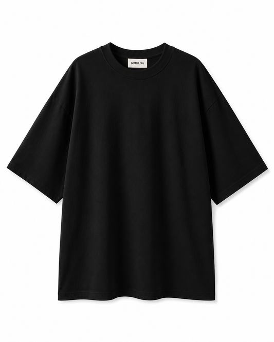 Guthliya Minimal Oversized black Premium T-Shirt – No Print. Just Fit.