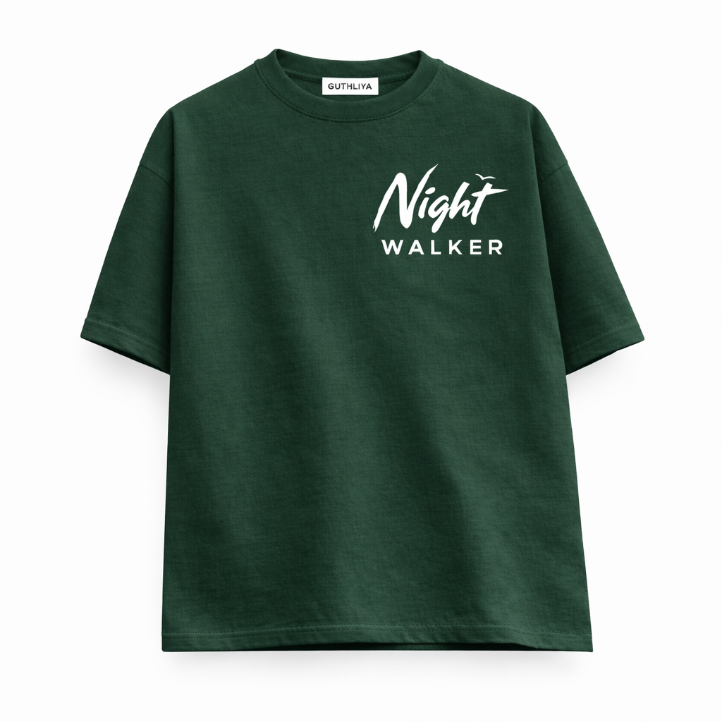 Night Walker Collection By GUTHLIYA with white background T shirt  colour Green Forest Shadow