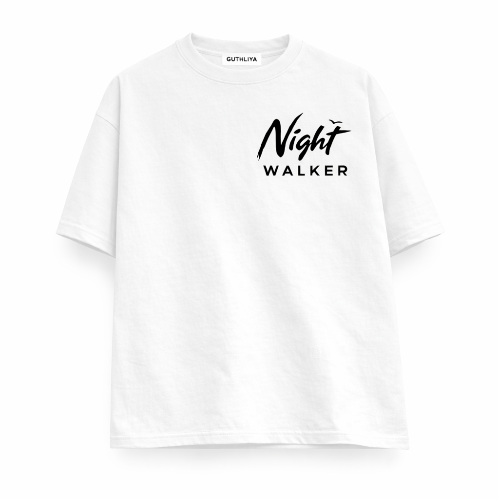 Night Walker Collection By GUTHLIYA with white background T shirt  colour Ghost White