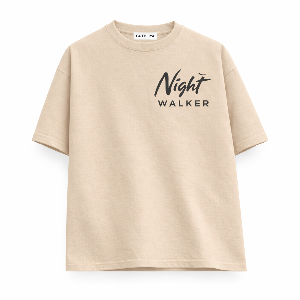 Night Walker Collection By GUTHLIYA with white background T shirt  colour Cream Moonlit Dust