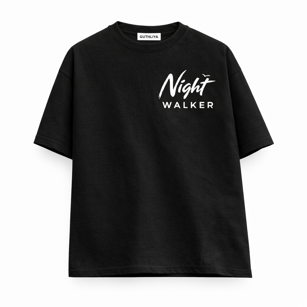 Night Walker Collection By GUTHLIYA with white background T shirt  colour  Black Obsidian Night