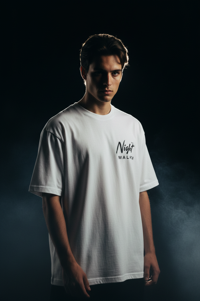 Night Walker Model White Tshirt Banner